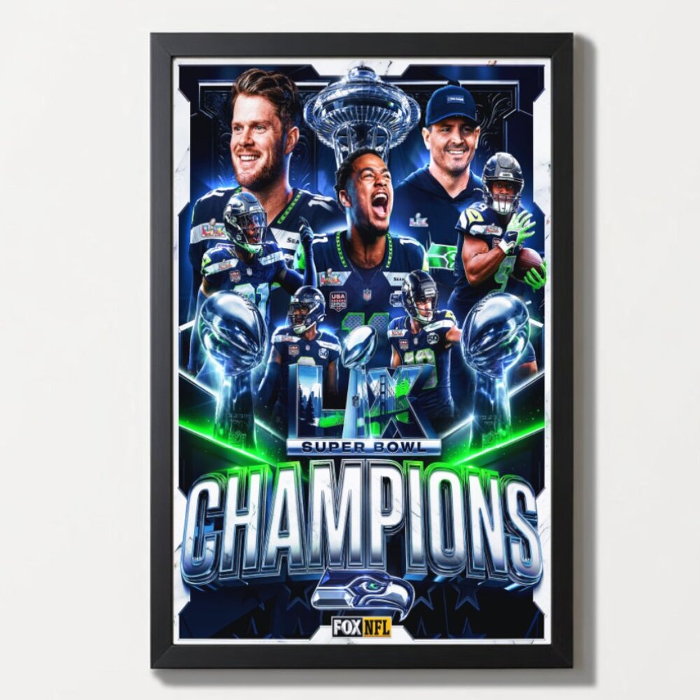 Seattle Seahawks Super Bowl LX champions framed Poster new